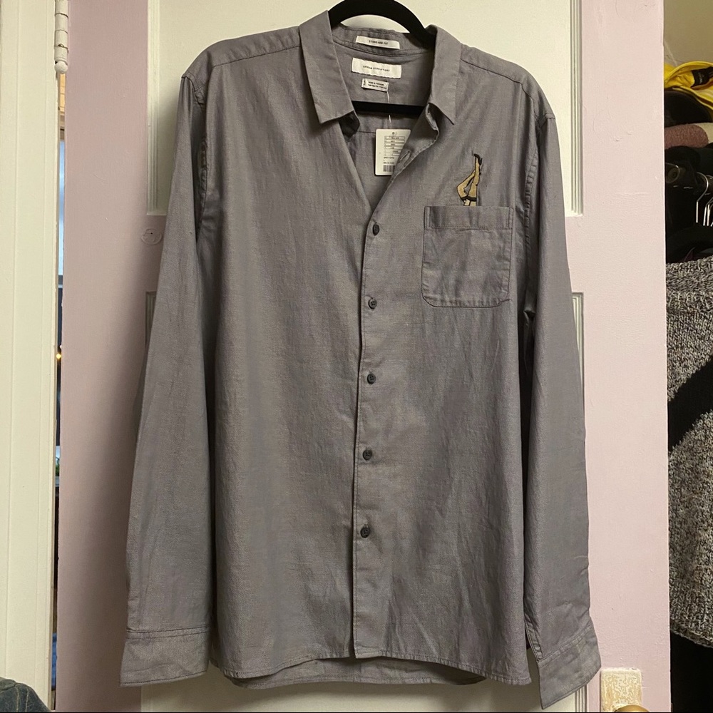 GREY DRESS SHIRT WITH EMBROIDERED LEGS